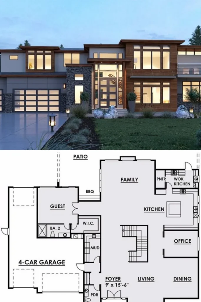 Modern 5-Bedroom Two-Story House Plan